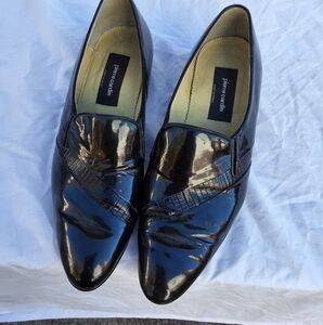 Pierre Cardin Vintage Unisex Black patent formal loafers M8.5 / W10